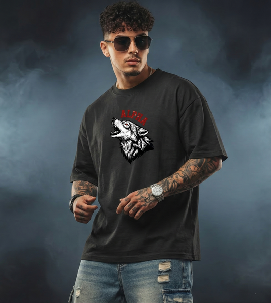 ALPHA WOLF OVERSIZED TSHIRT STAYRAW BLACK