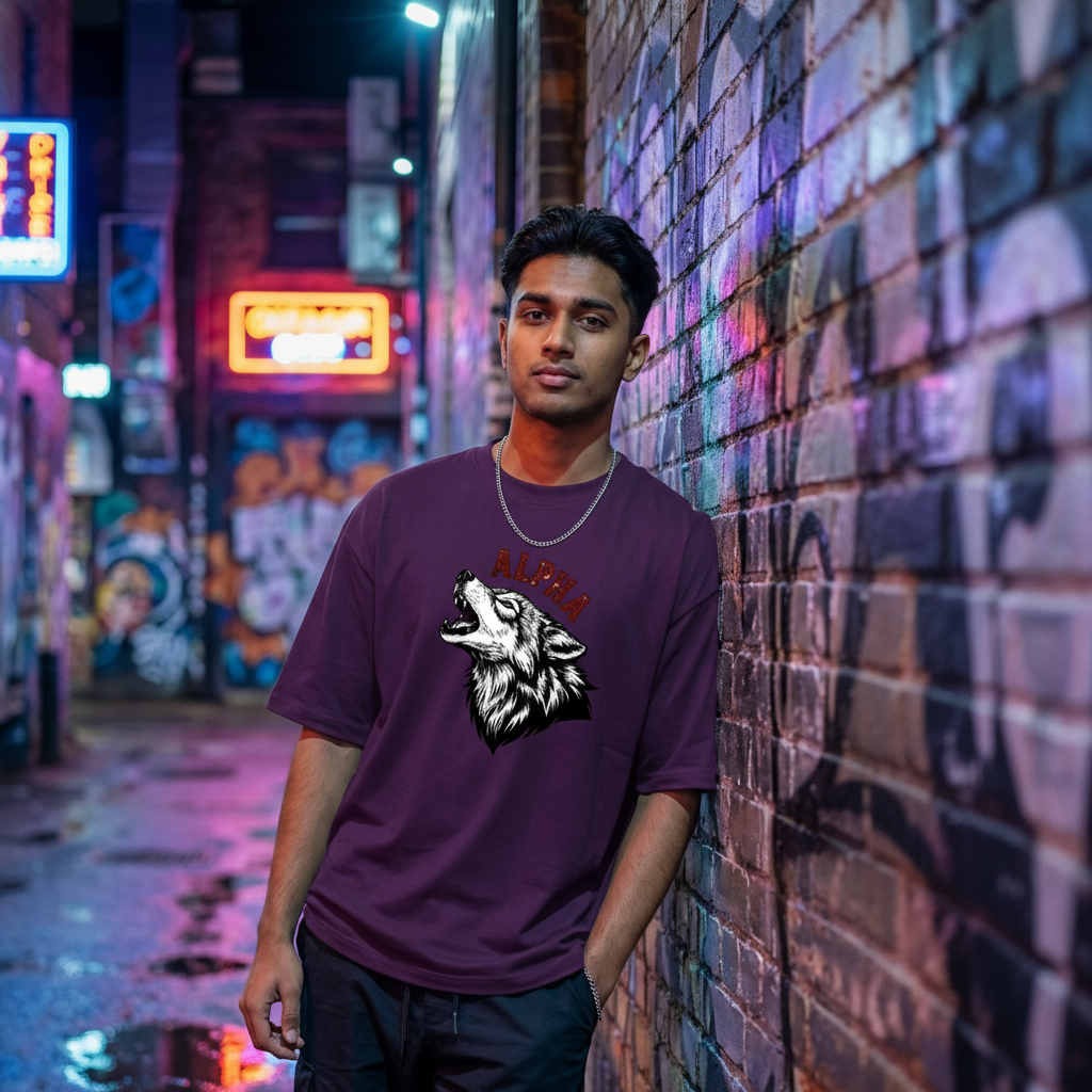 ALPHA WOLF OVERSIZED TSHIRT STAYRAW PURPLE