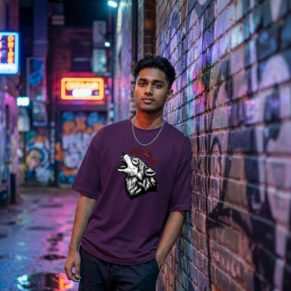 ALPHA WOLF OVERSIZED TSHIRT STAYRAW PURPLE