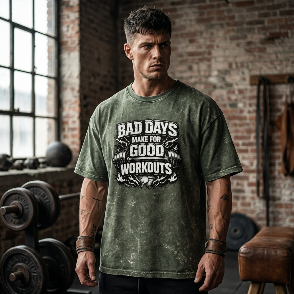 Bad Days Gym Oversized Acid Wash Gym Oversize T-Shirt