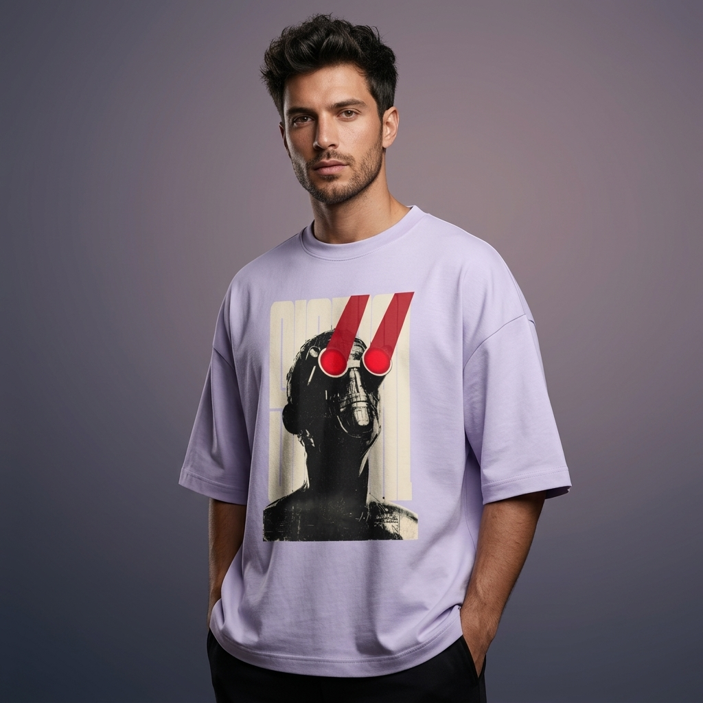 Cyber Vision Oversized T-Shirt lavender
