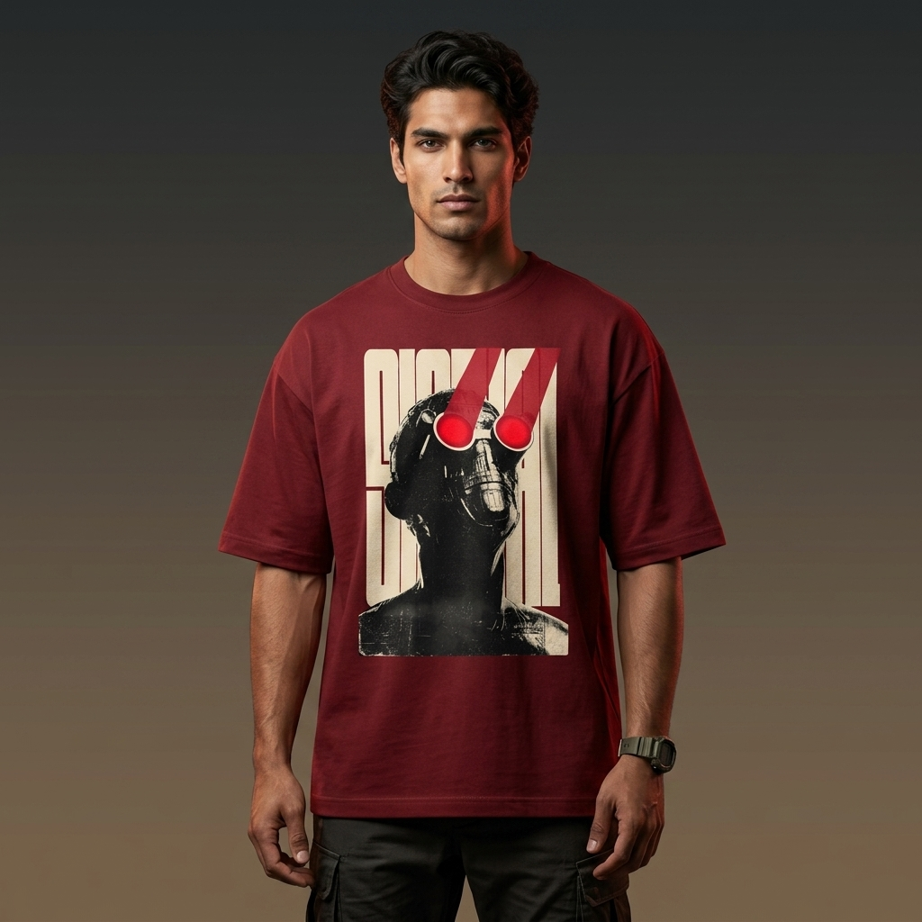 Cyber Vision Oversized T-Shirt red