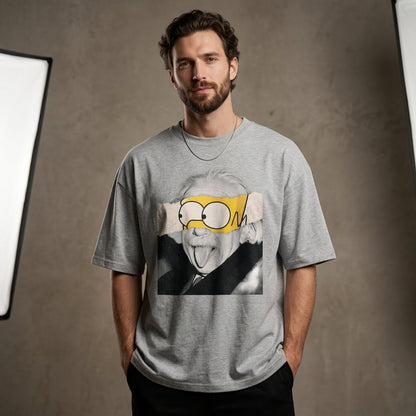 Einstein Bart Oversized Graphic T-Shirt GREY