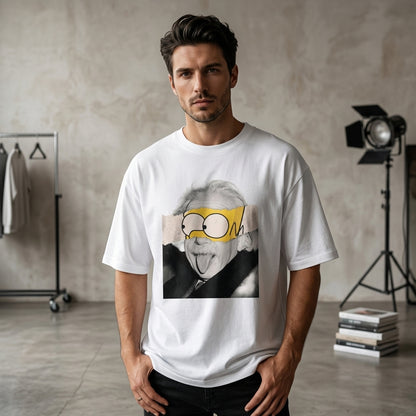 Einstein Bart Oversized Graphic T-Shirt WHITE