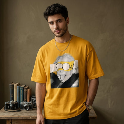 Einstein Bart Oversized Graphic T-Shirt YELLOW