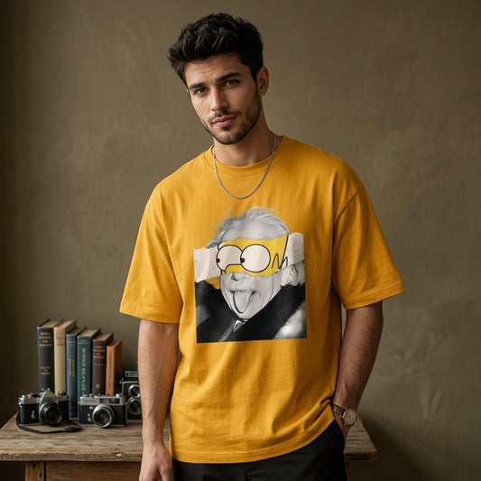 Einstein Bart Oversized Graphic T-Shirt YELLOW