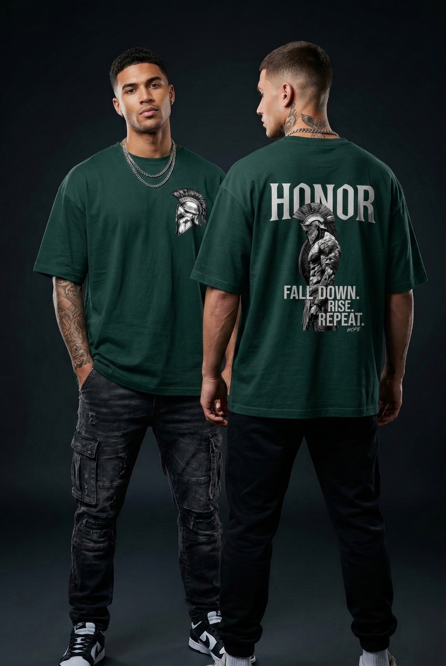 Spartan back print GREEN tee