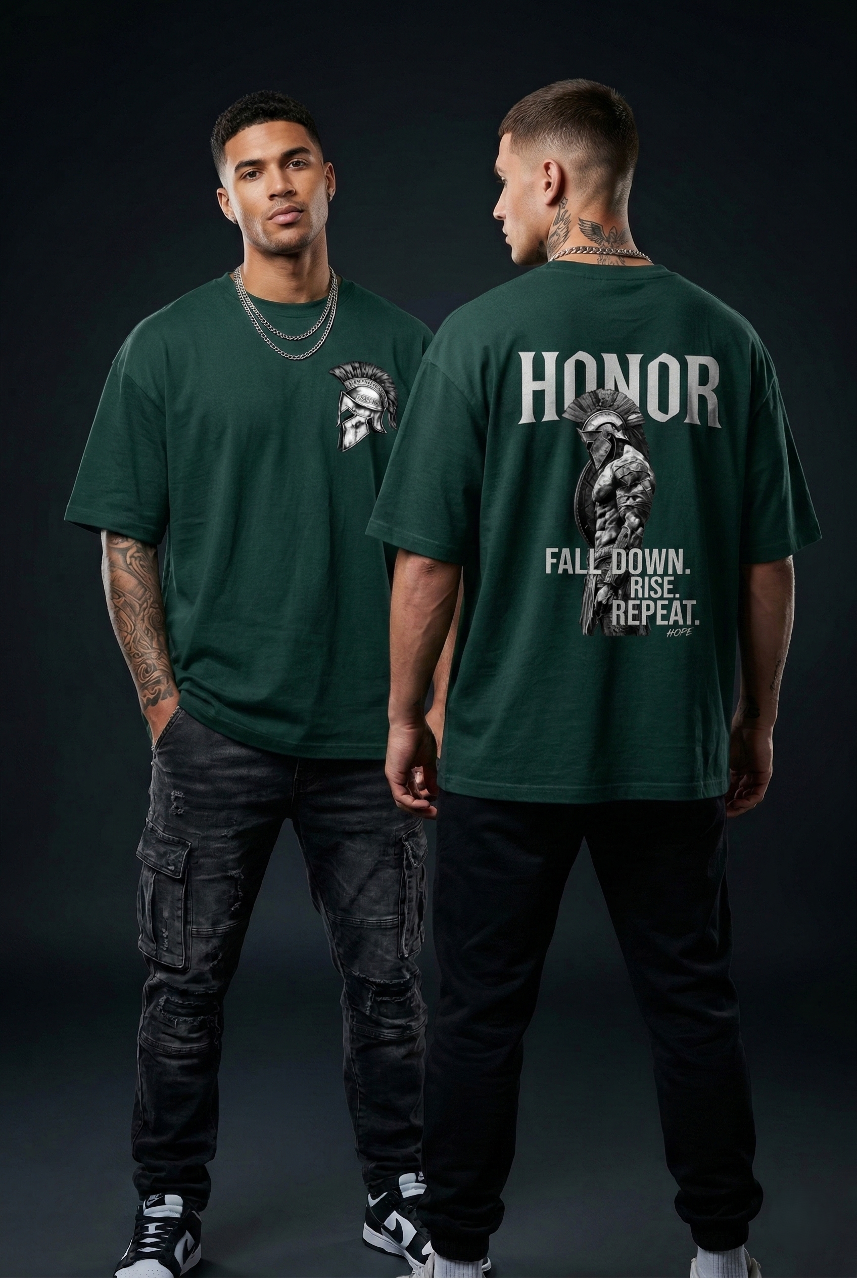 Spartan back print GREEN tee
