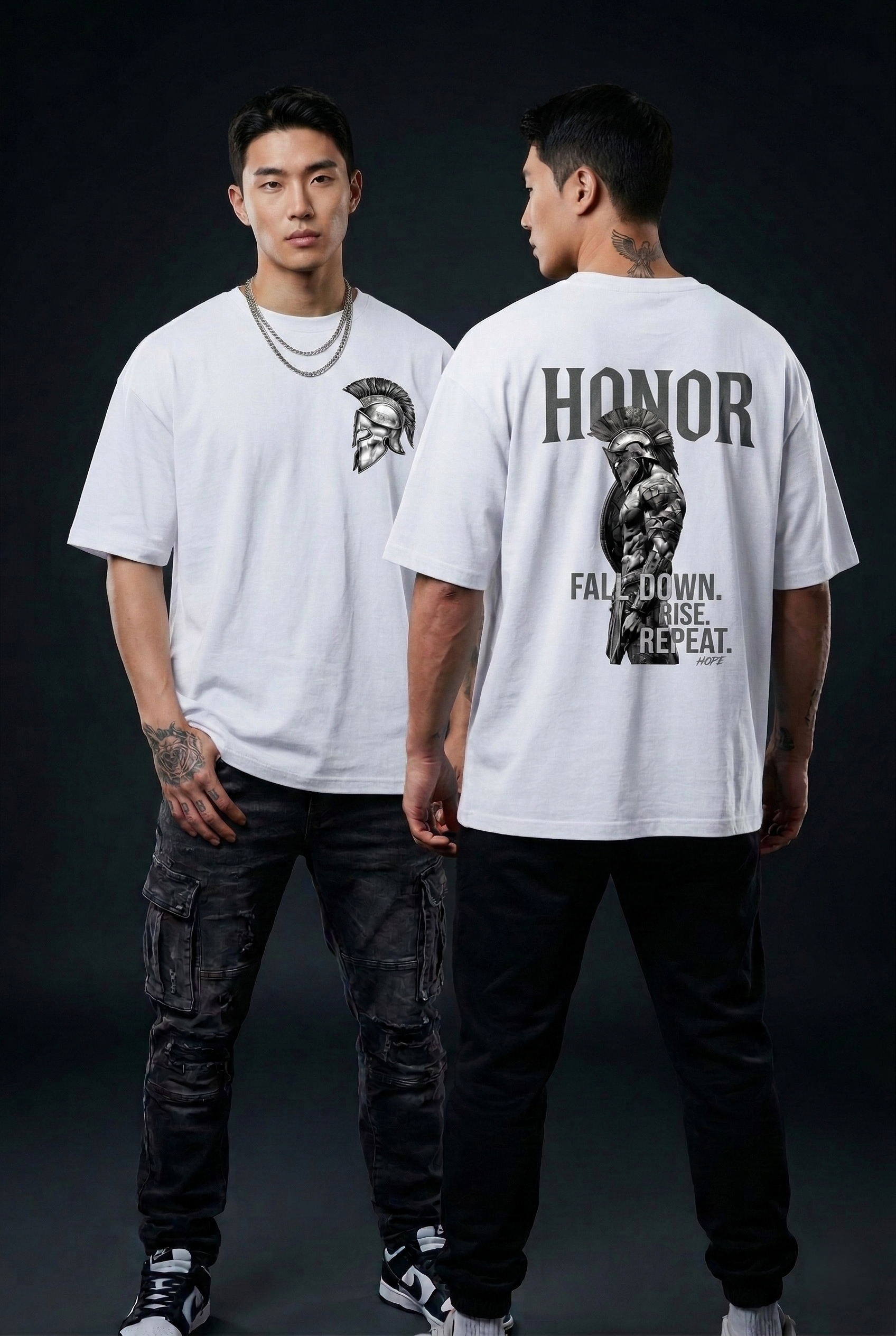 Oversized streetwear warrior t-shirt WHITE