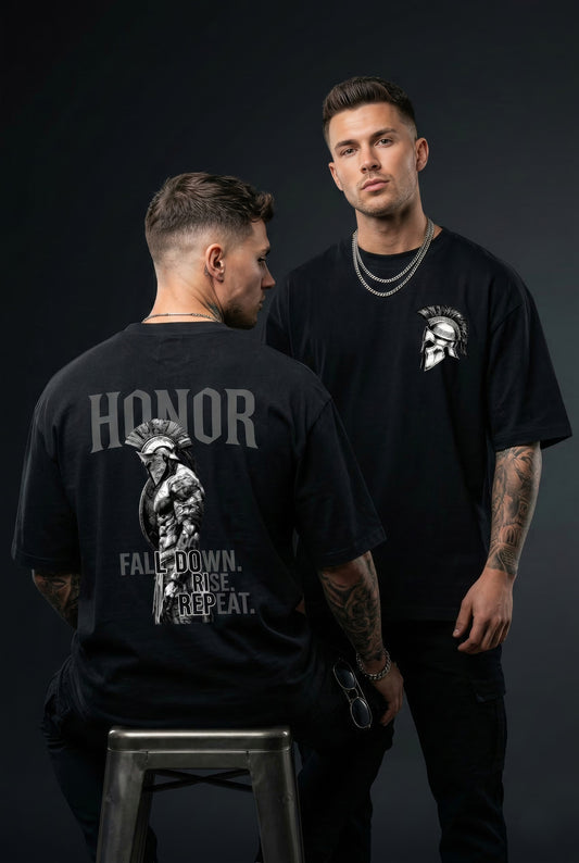 Honor warrior oversized black t-shirt
