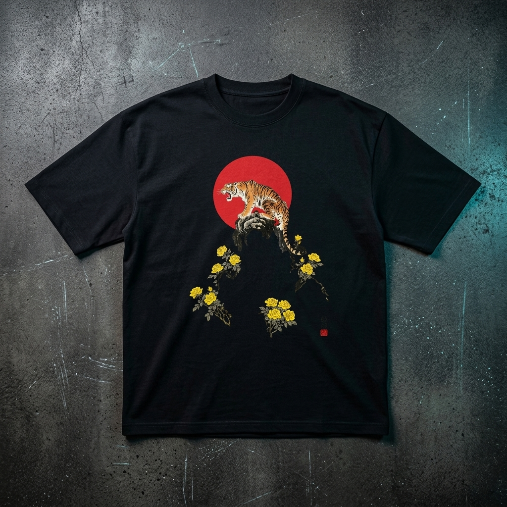 Midnight Tiger Rising Oversized T-Shirt