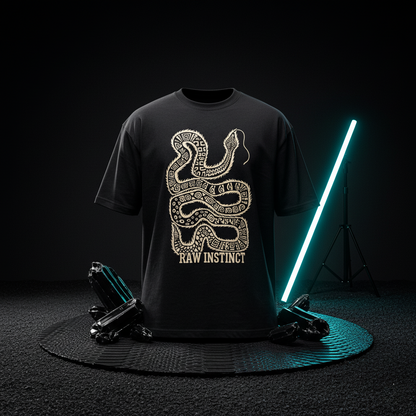 Raw Instinct Snake Oversized T-Shirt – Tribal Streetwear Graphic Tee