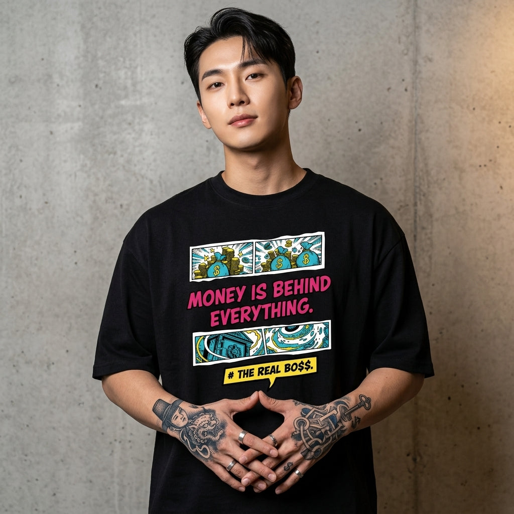 Money is Behind Everything Oversized Streetwear Graphic T-Shirt