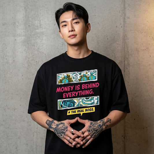 Money is Behind Everything Oversized Streetwear Graphic T-Shirt