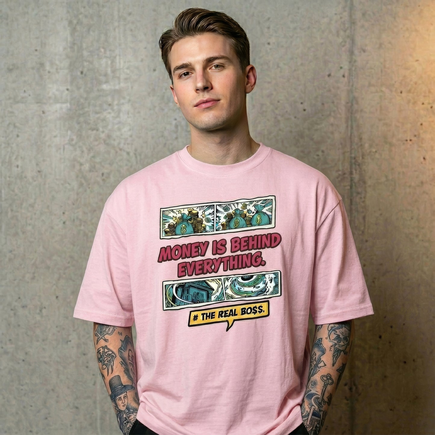 Money is Behind Everything Oversized Streetwear Graphic T-Shirt