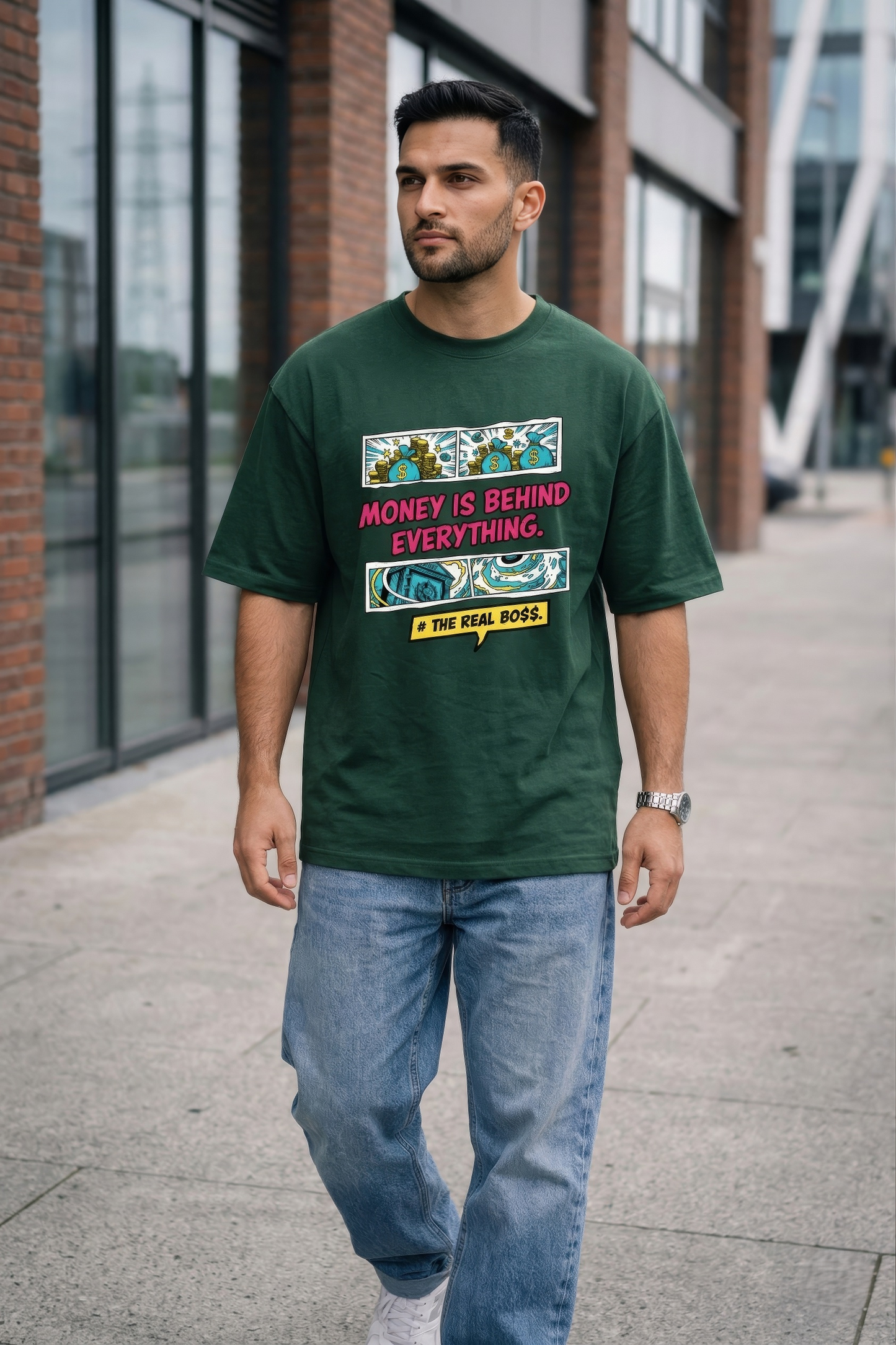 Money is Behind Everything Oversized Streetwear Graphic T-Shirt