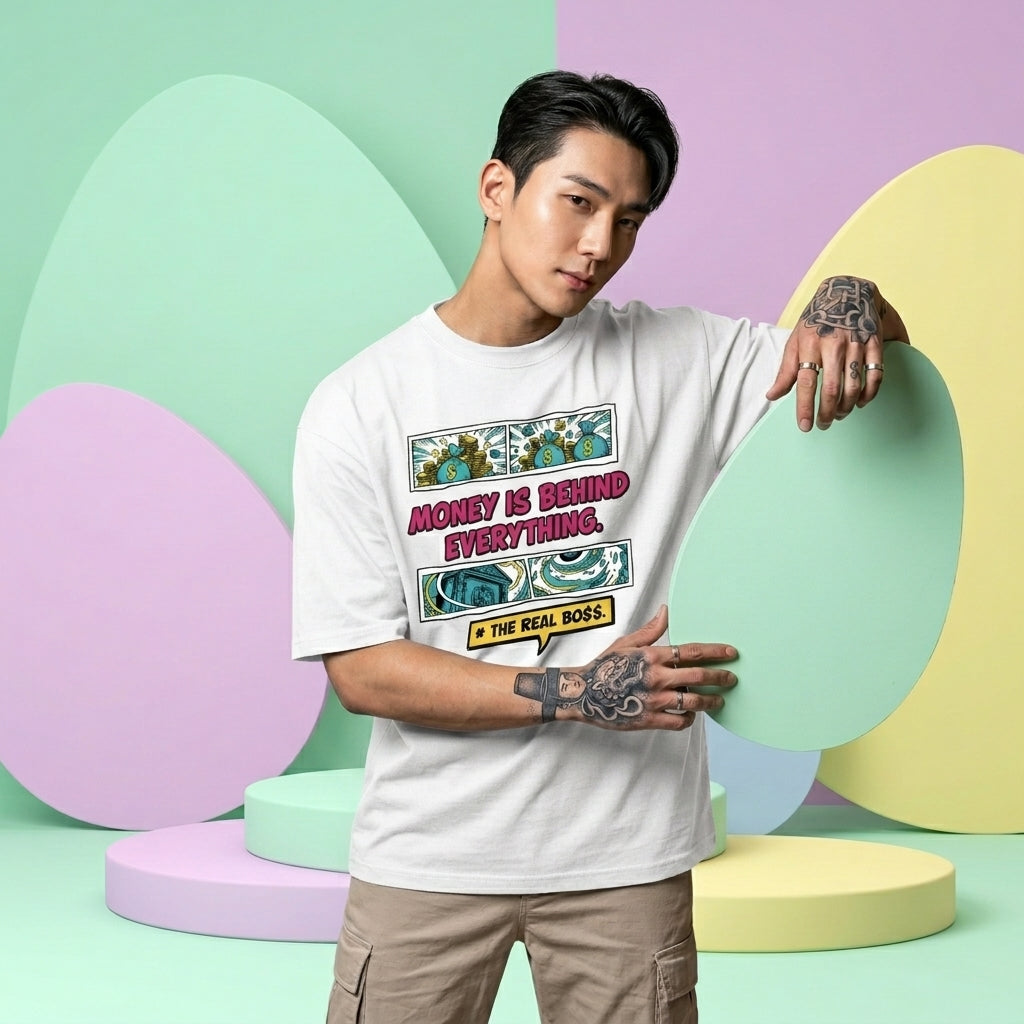 Money is Behind Everything Oversized Streetwear Graphic T-Shirt