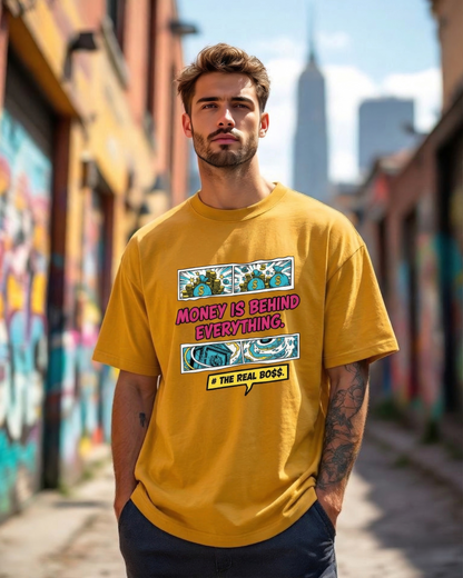 Money is Behind Everything Oversized Streetwear Graphic T-Shirt