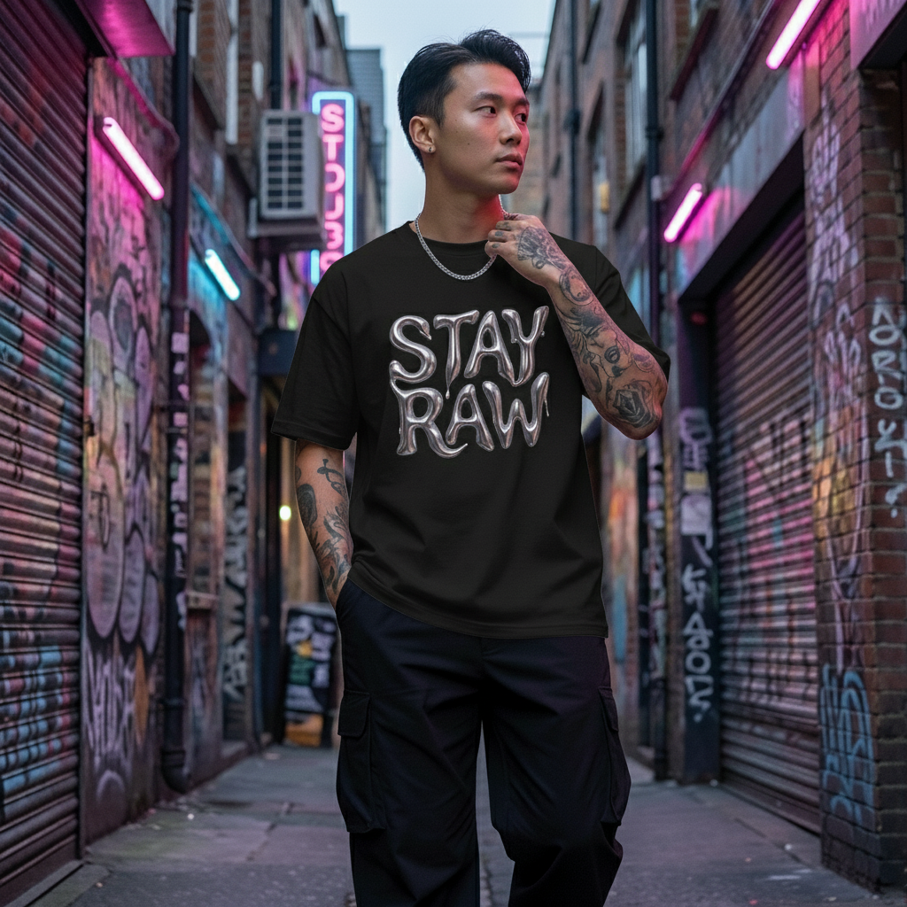 Heavyweight Chrome Graphic Oversized Tee STAYRAW