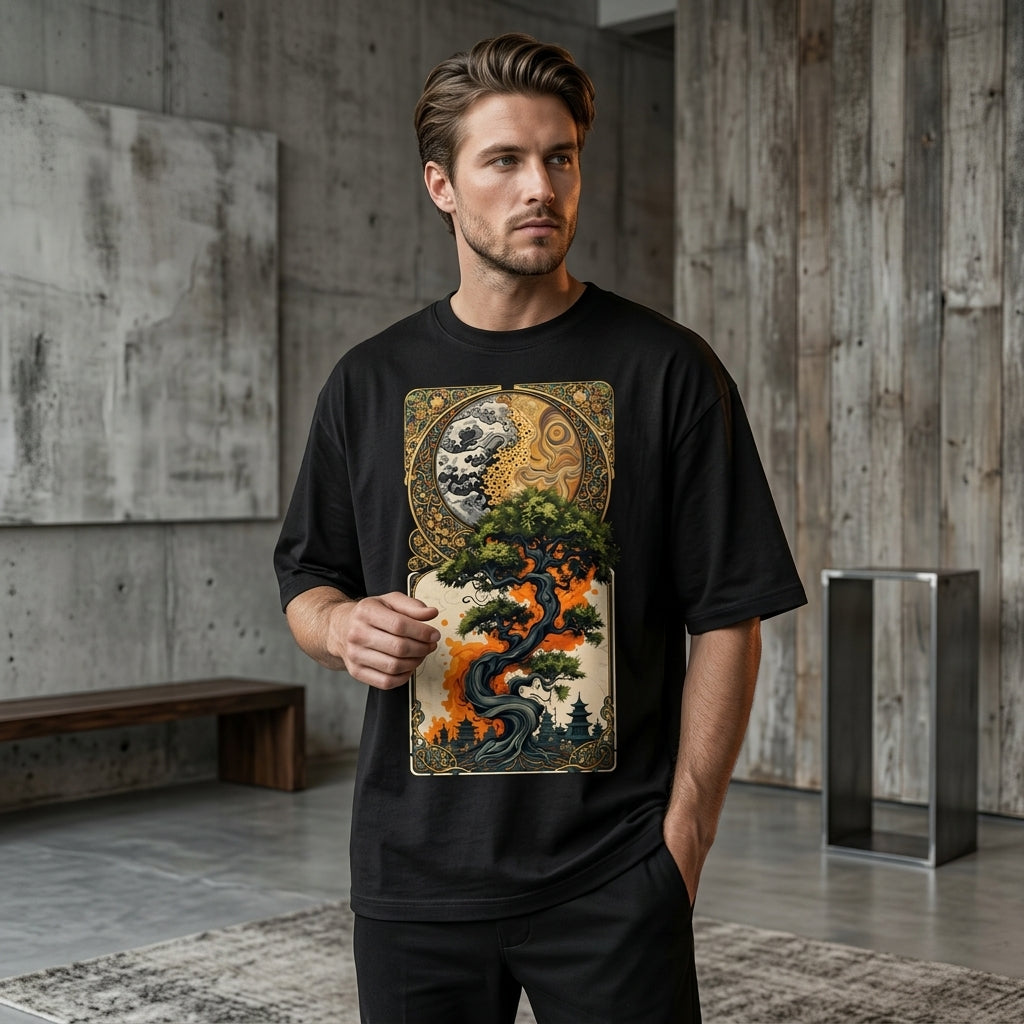 Premium 240 GSM streetwear t-shirt with nature artwork