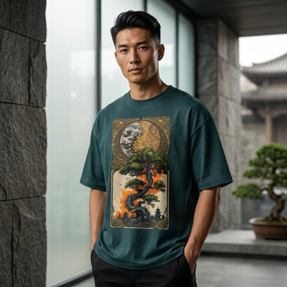 Abstract fire and tree design tshirt