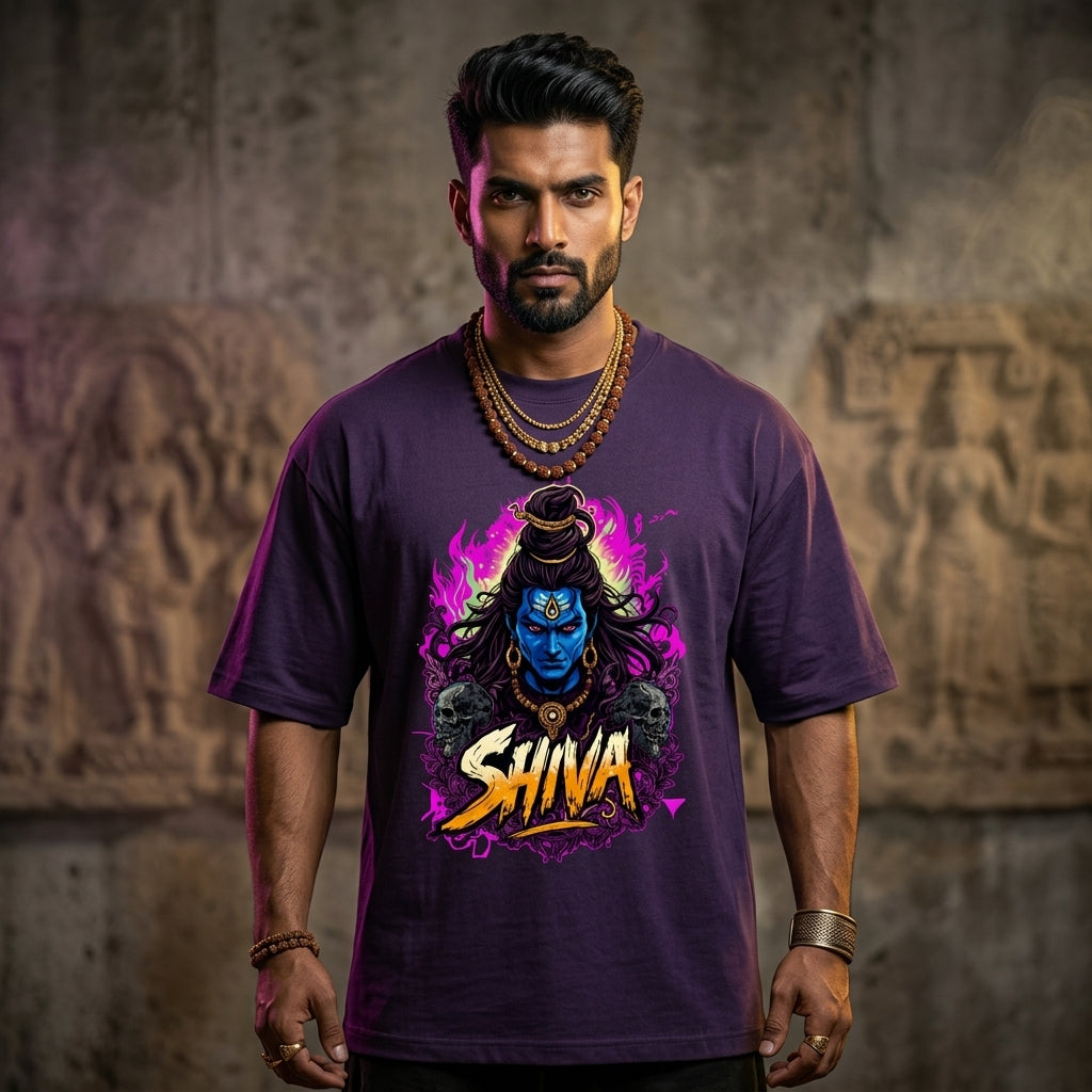 PURPLE Shiva graphic printed t-shirt