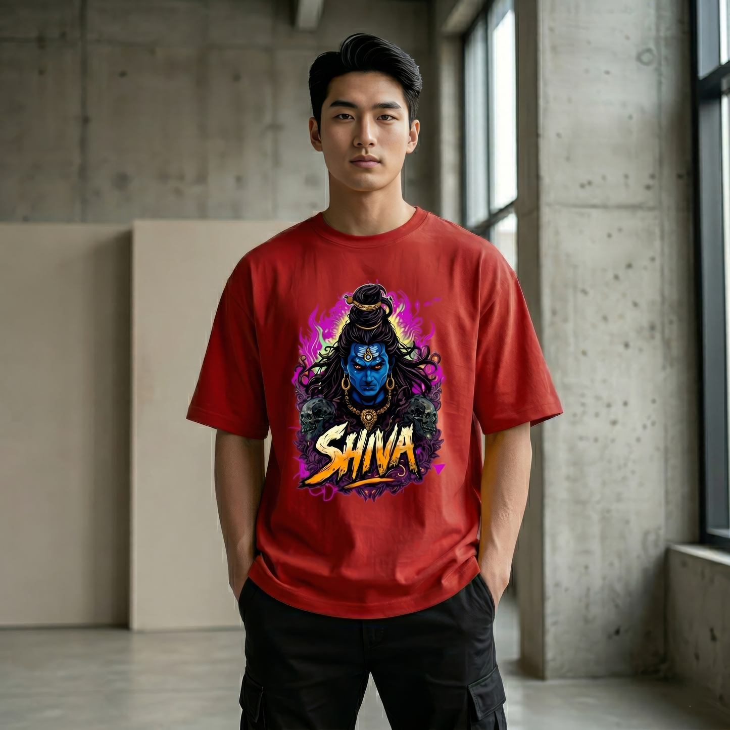 RED Streetwear Shiva design on oversized t-shirt