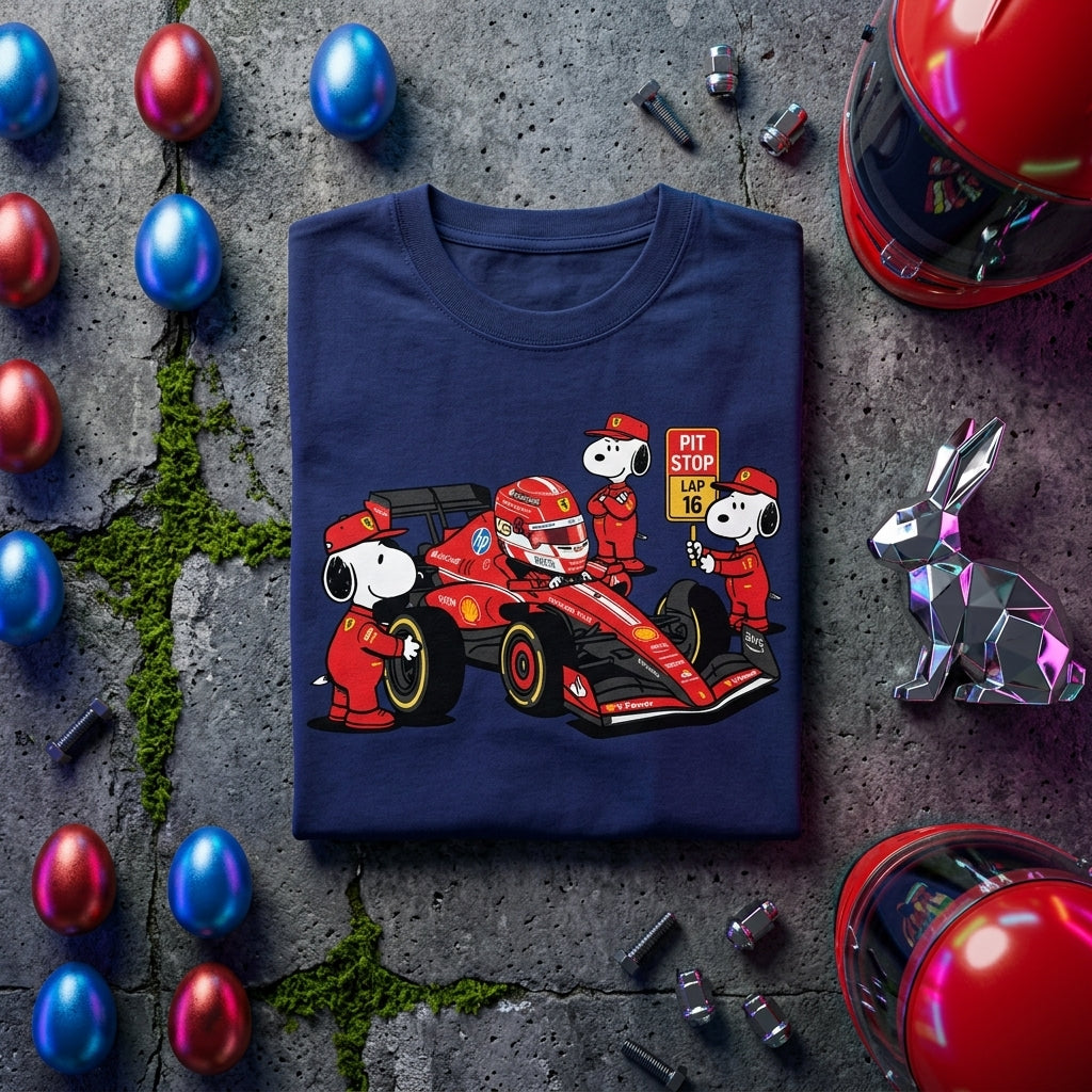 Snoopy Racing Graphic T-Shirt – Streetwear Motorsport Cartoon Tee | Stayraw Unisex