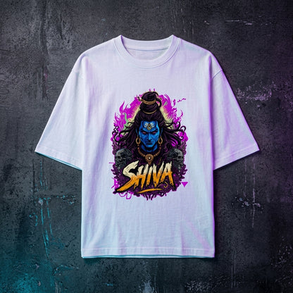 Oversized Lord Shiva T-Shirt 240 GSM – Premium Mahadev Neon Streetwear Graphic | StayRaw
