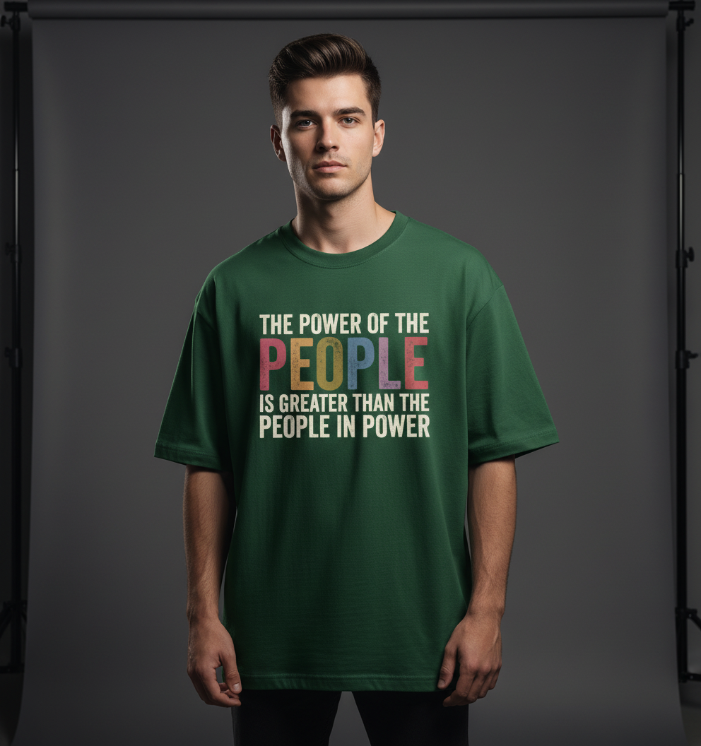 Power of the People typography graphic t-shirt with vintage distressed print