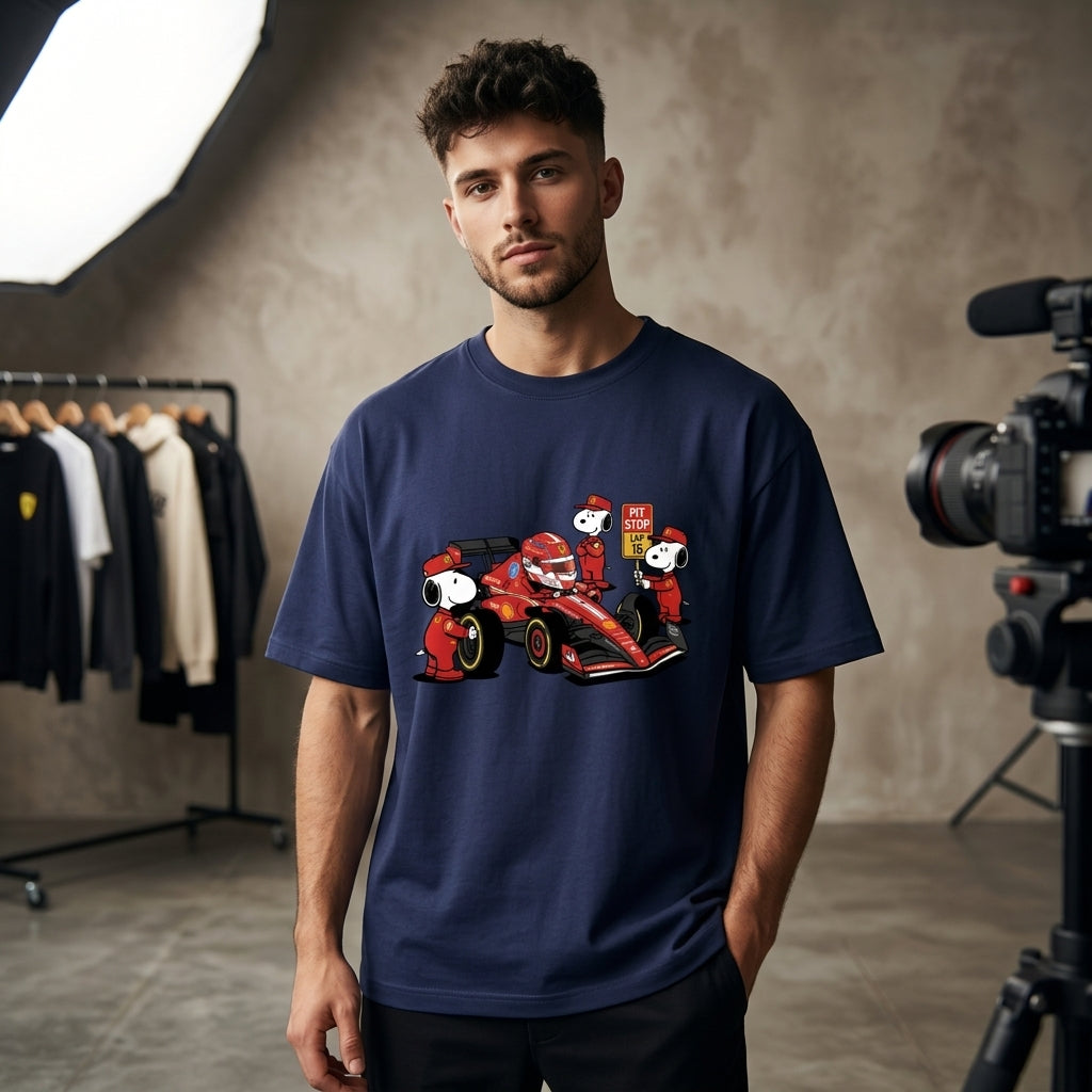 Trendy oversized streetwear t shirt with racing design