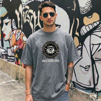 grey oversized tshirt with unfiltered soul graphic STAYRAW streetwear